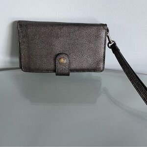 Coach Metallic Black Wristlet Clutch